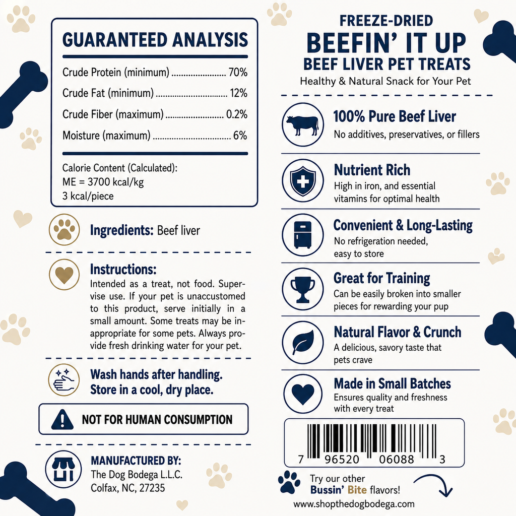 Beef Liver - Single Ingredient, High Value Freeze-Dried Training Treats for Dogs & Cats
