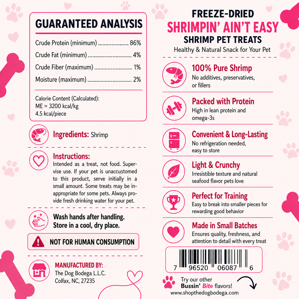 Shrimp - Single Ingredient, High Value Freeze-Dried Training Treats for Dogs & Cats