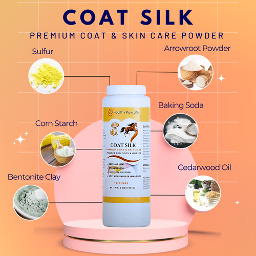 COAT SILK - Canine and Equine Dry Powder | Alleviate Odors and Itchiness | Relieves Rain Rot and Sweet Itch | Holistic Remedy and Soothing Formula