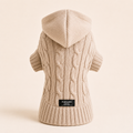 Dog & Cat Cable Knit Sweater With Hat | Beige