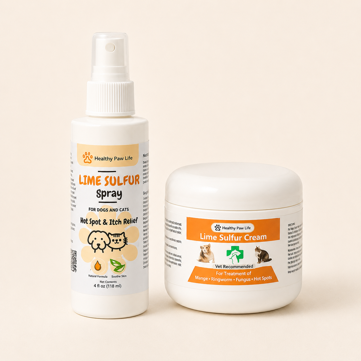 Healthy Paw Life's Lime Sulfur Pet Skin Cream and Spray - 2 Piece Set