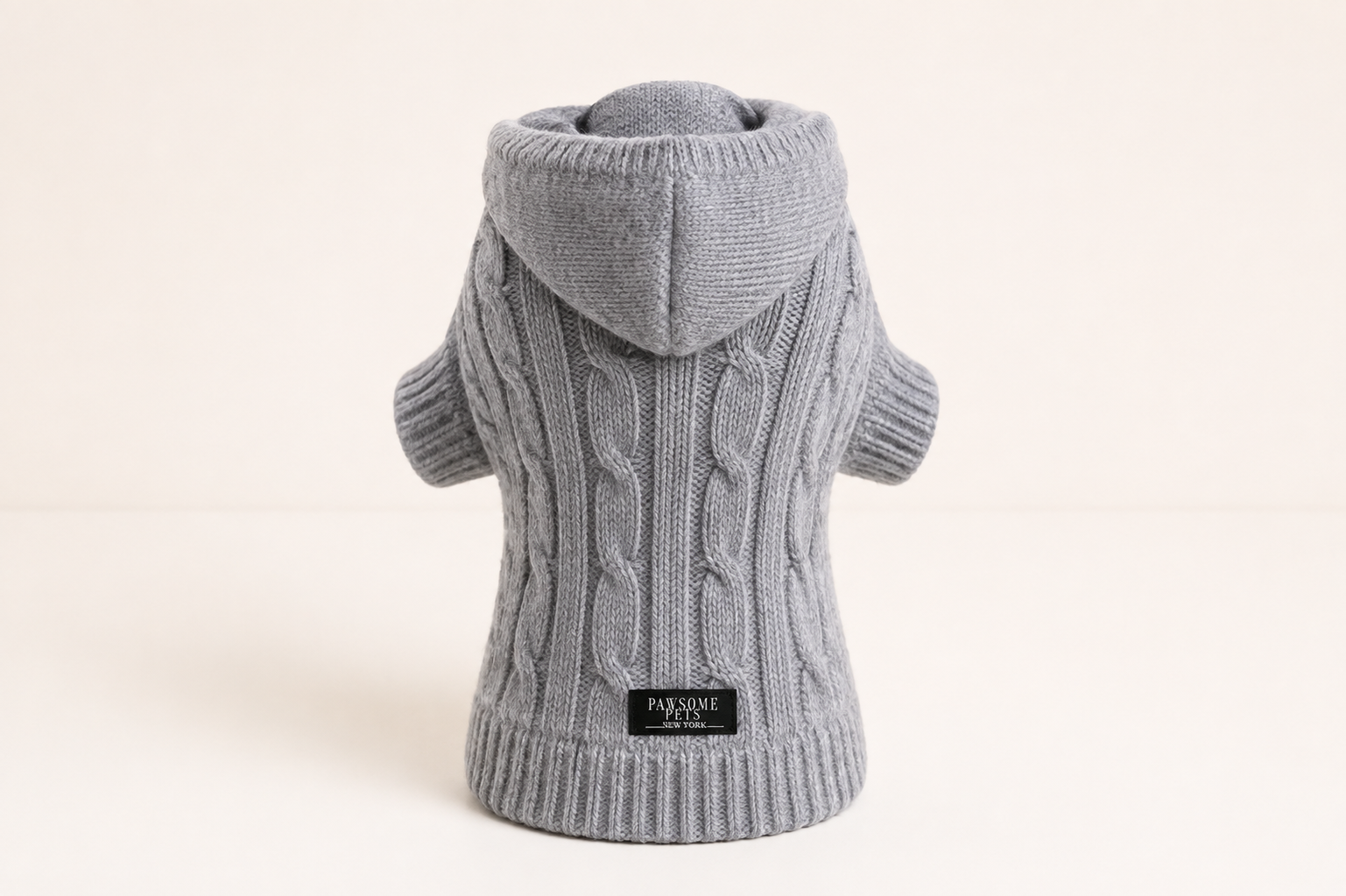 Dog & Cat Cable Knit Sweater With Hat | Grey