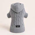 Dog & Cat Cable Knit Sweater With Hat | Grey