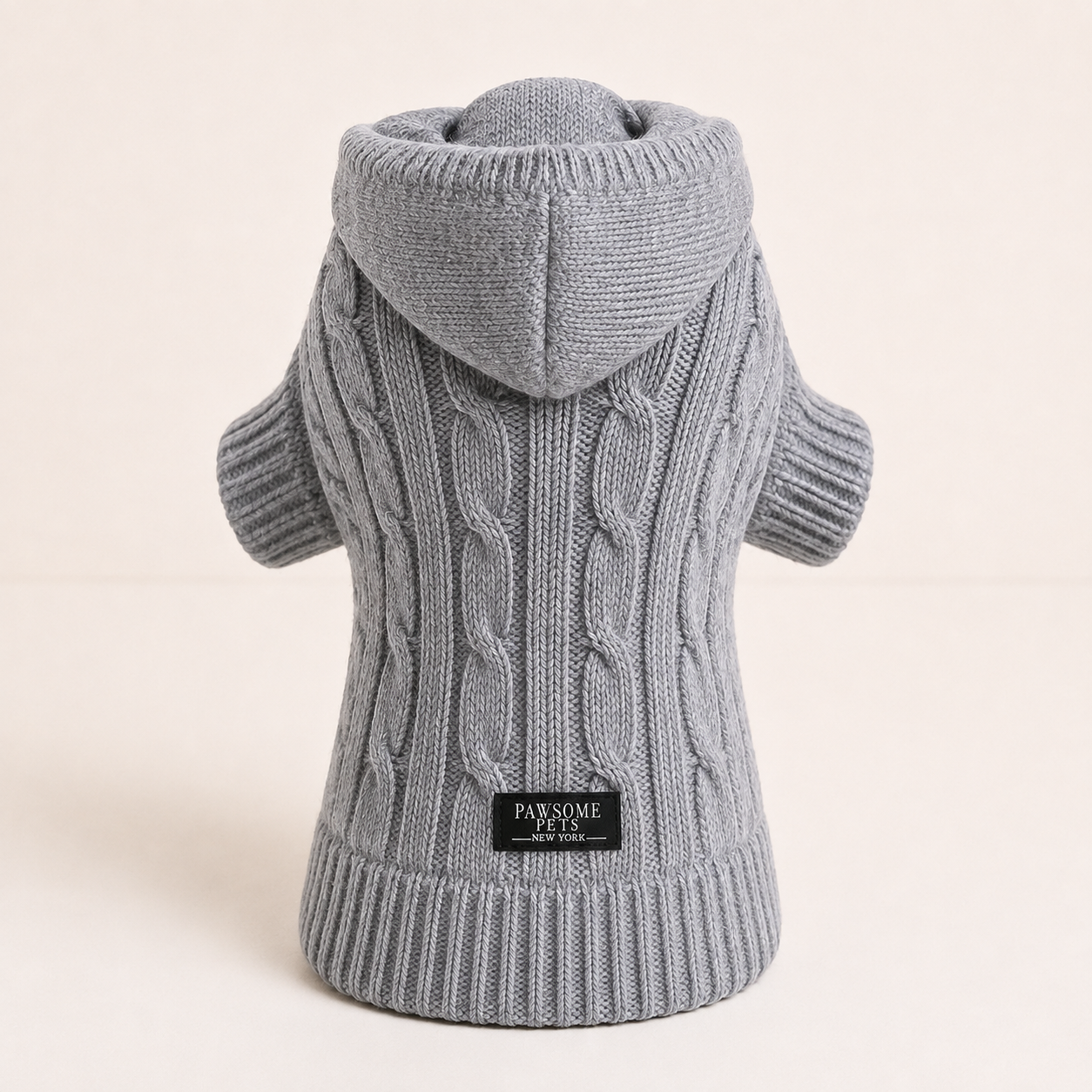 Dog & Cat Cable Knit Sweater With Hat | Grey