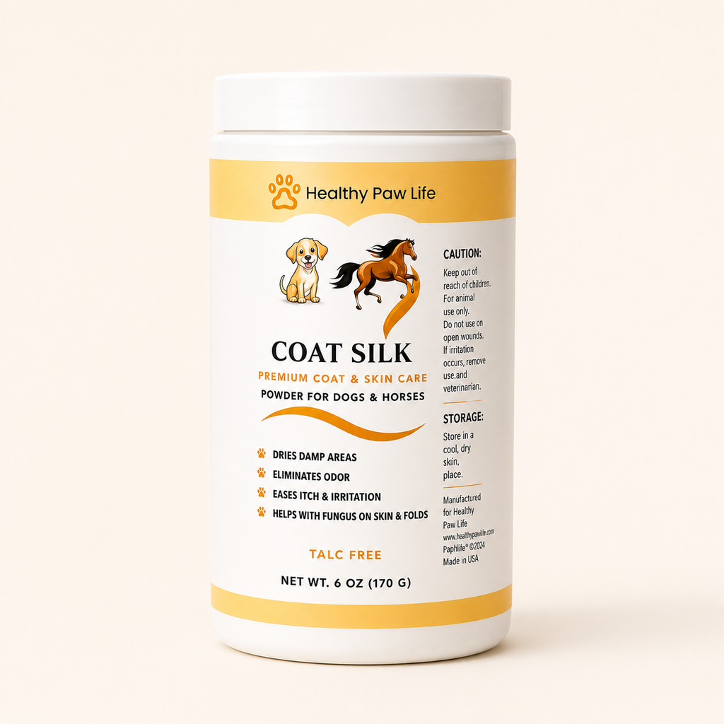 COAT SILK - Canine and Equine Dry Powder | Alleviate Odors and Itchiness | Relieves Rain Rot and Sweet Itch | Holistic Remedy and Soothing Formula