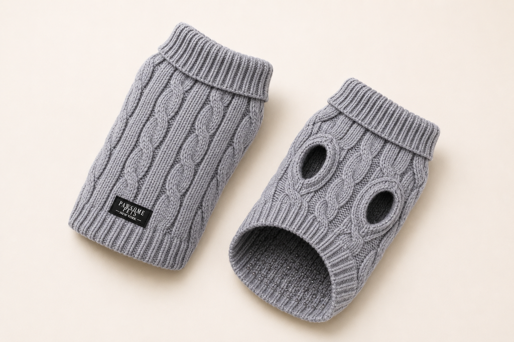 Dog & Cat Cable Knit Sweater | Grey