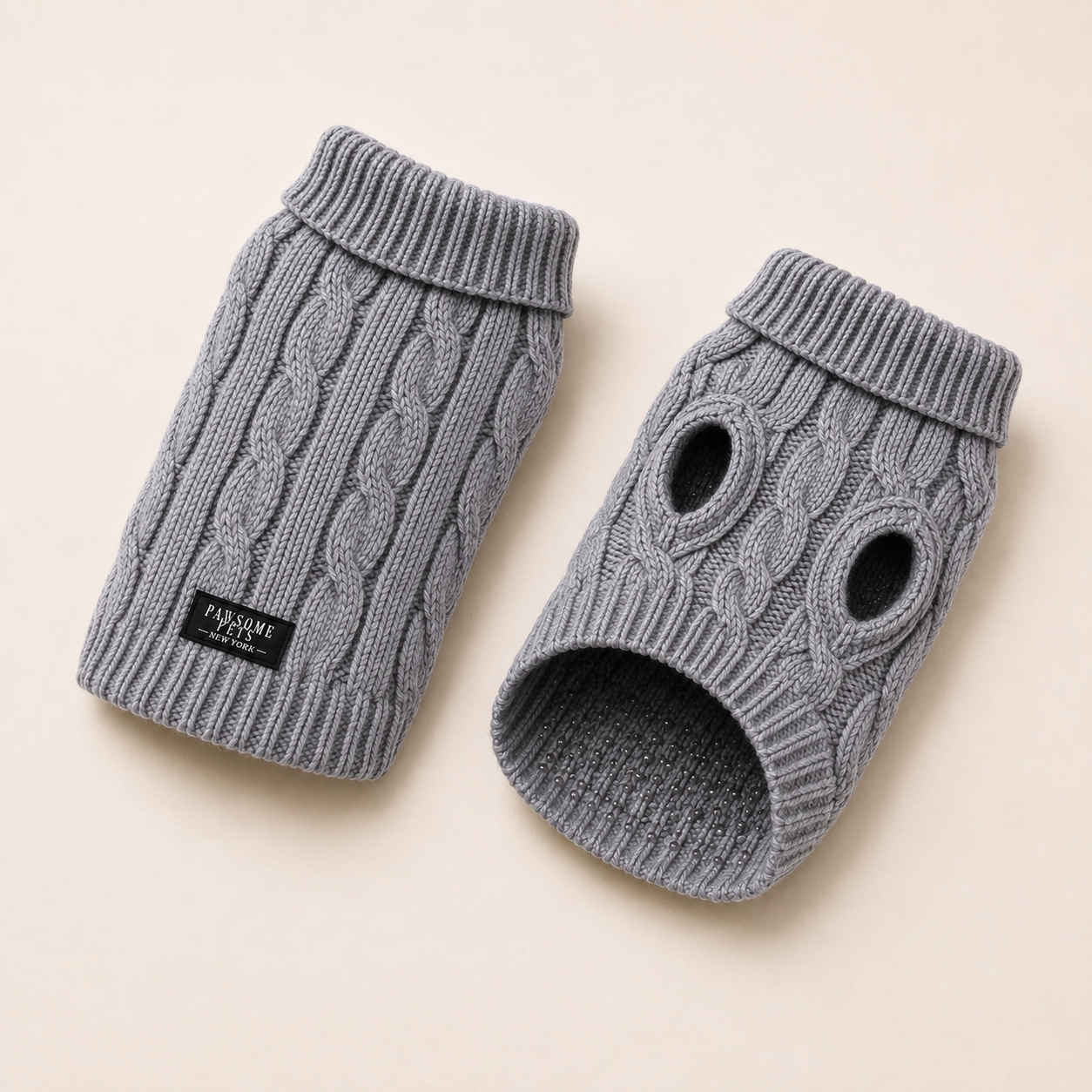 Dog & Cat Cable Knit Sweater | Grey