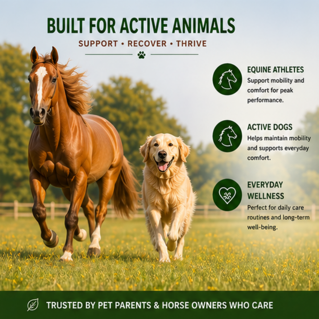 Advanced Recovery Liniment for Horses, Dogs & Active Animals | Veterinary Liniment Gel | DMSO, MSM, Magnesium & Castor Oil Liniment for Joint & Muscle Pain