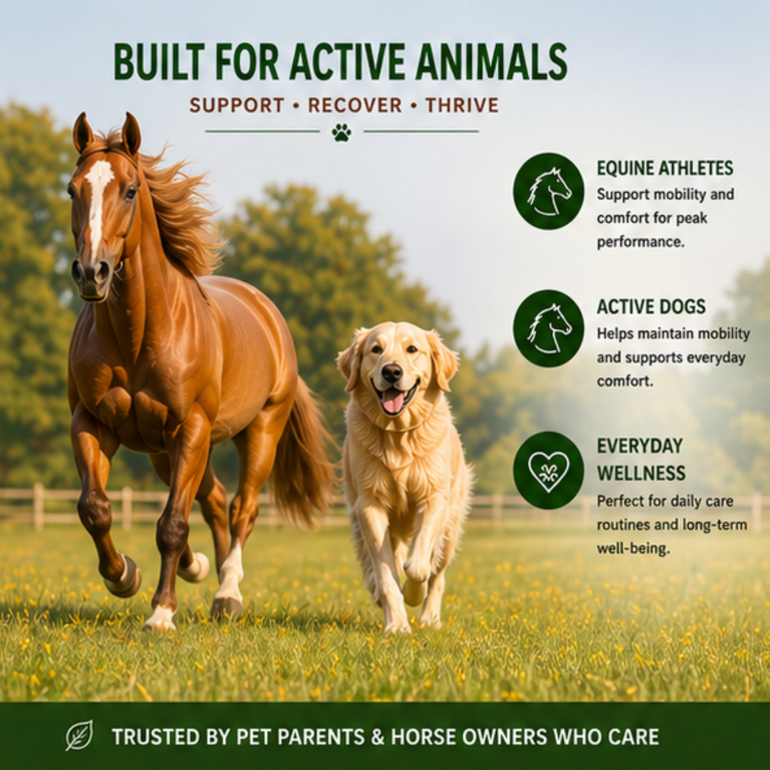 Advanced Recovery Liniment for Horses, Dogs & Active Animals | Veterinary Liniment Gel | DMSO, MSM, Magnesium & Castor Oil Liniment for Joint & Muscle Pain