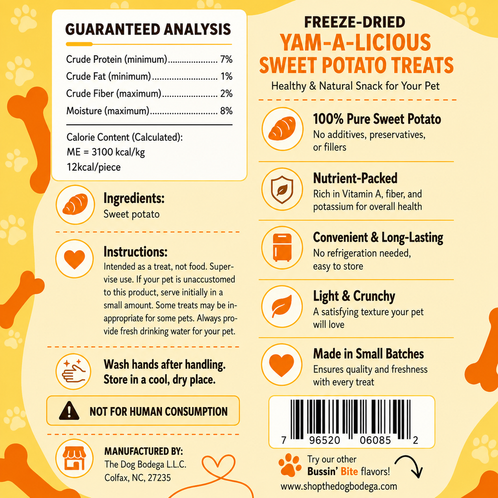Sweet Potato - Single Ingredient, High Value Freeze-Dried Training Treats for Dogs & Cats